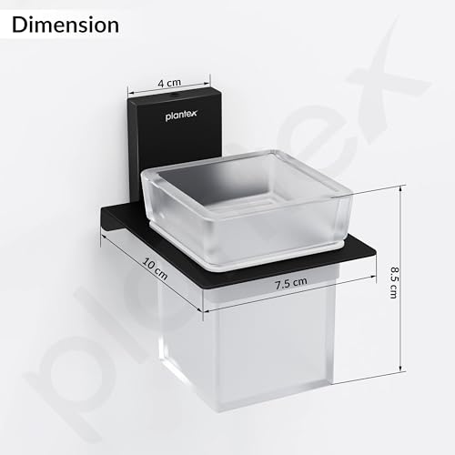 Image of Plantex 304 Grade Stainless Steel Glass Tumbler Holder /Toothbrush Holder for Bathroom /Bathroom Accessories - Pack of 1 (Crystal, Black)