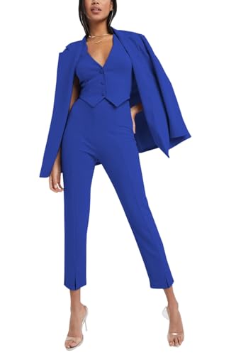 3 Piece Pant Suits for Women Dressy Blazer Jacket Vest High Waisted Pants Sets Business Office Casual Outfits