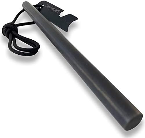 überleben Kräftig Fire Starter - Round Ferro Rod - 1/2" Thick Fire Steel - 20,000+ Strikes, 5,500F/3000C Sparks - Survival Igniter with Shock-Cord Lanyard & Multi-Tool Striker - 5"/ 12.7cm Length