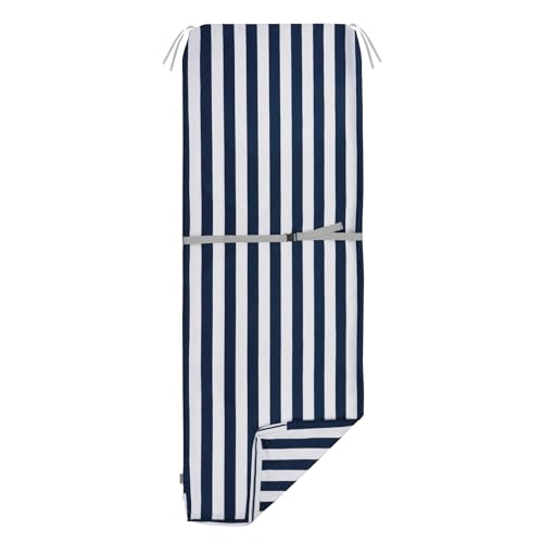 NettyPro Outdoor Patio Chaise Lounge Chair Cushion Covers with Zipper and Tie Water Repellent UV Resistant 72 x 22 x 3 Inch Replacement Slip Cover Only Stripes Navy Blue and White
