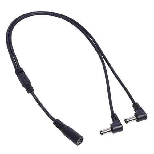 BYUTFA Stromkabel DC Power 1 Buchse auf 2 abgewinkelte Stecker Splitter Adapter Stecker Kabel 5,5 mm x 2,1 mm 12 V für CCTV-Kamera-LED-Streifen