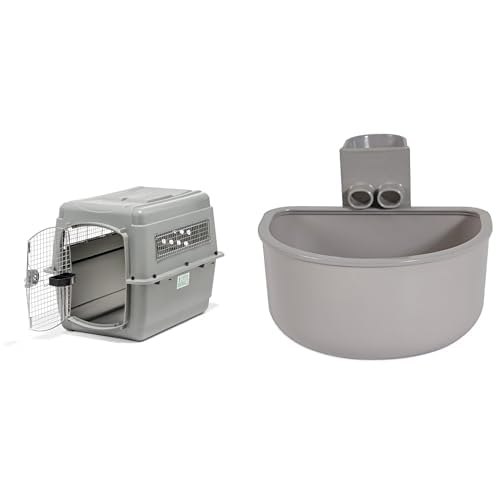 Petmate Sky Kennel for Pets 50-70 lbs (36 Inches) with Large Kennel Bowl Bundle - Airline Approved Travel Crate with External Refill Bowl