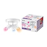 WiZ Colour Imageo Smart Connected WiFi Ceiling Light Spot Fixture. [3 Spot - White Rectangle] App Control for Indoor Home Lighting, Livingroom and Bedroom