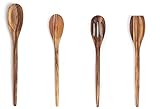 Ironwood Gourmet Acacia Wood Kitchen Utensil Set, Spatula, Slotted, Long and Regular Spoon, 4-Piece, Natural