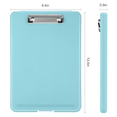 Image of YAJNAS A4 Foldable Plastic Clipboard with Built-in Storage and Pen Holder, Blue, 9.4 x 13.4 Inches / 24 x 31 cm, for Office, Travel, Students, Teachers, Doctors, Nurses, Professionals (Sky Blue)