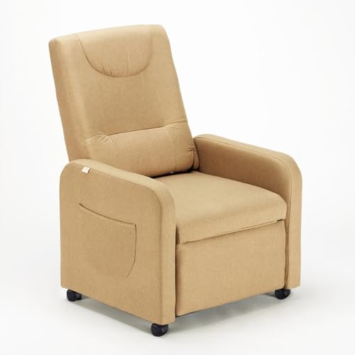 Produce Shop Sillón Relax reclinable de 4 Ruedas con reposapiés de Tela Beautiful   Beige