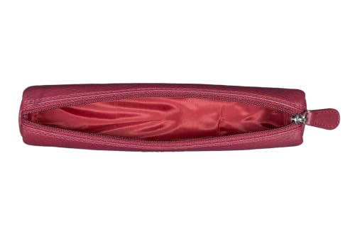 Image of Calfnero Genuine Leather Pen-Case for Men & Women | Premium Brodo Leather Pencil-Pouch with Zipper | Cylindrical Pen-Holder Organizer for Pen, Pencils & Stationery | Unisex Pen-Sleeve