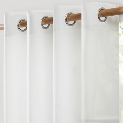 Softalker Rideau Voilage Blanc 225x140 cm Semi-Transparent Rideaux Voilages Oeillet en Lin Décorations d'intérieur extérieur de Fenêtre Moderne Salon...