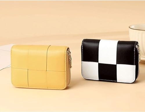 Card Wallets Business Card Holder Sheepskin Wallets Genuine Leather Zipper Bank/ID/Credit Card Case Black White Travel Coin Purse2