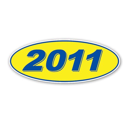 Oval Model Year Car Dealer Window Stickers - Blue and Yellow - Auto Dealerships - 12 per Pack - Durable and Weatherproof (2011)