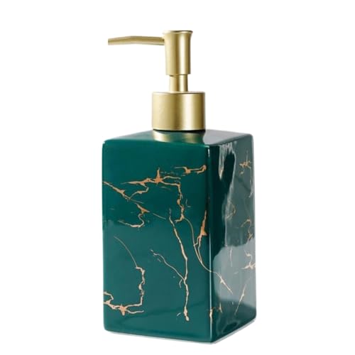 dispensador jabon Dispensador de jabón de mármol, cerámica con Bomba Compatible with encimera de baño y Cocina, Botella Decorativa de Porcelana nórdica, 15 oz Ducha(Groen)