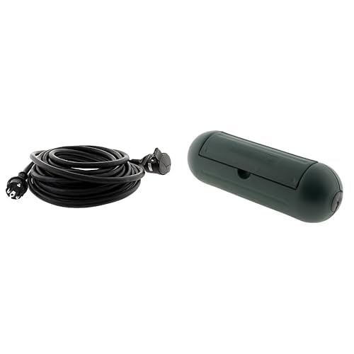 Zenitech - Enrouleur de Chantier IP44 4 Prises 16A 25 m + Prolongateur de Chantier 16A 10 m - Câbles HO7RN-F 3G2,5 mm2 - Alimentation Sécurisée pour Travaux - Orange et Noir