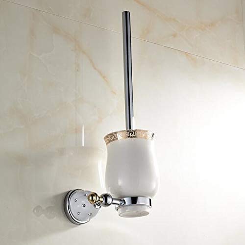 Brosse WC avec support chromé et bol céramique pour une salle de bain chic