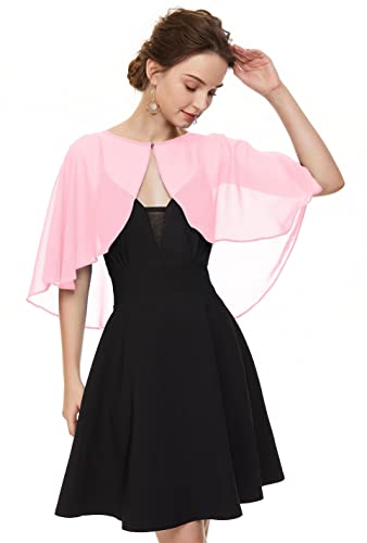 Soft Chiffon Shawls Wraps Shrug for Wedding Evening Dress Cape Cover Up for Women(Light Pink)