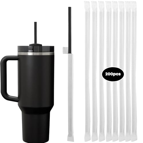 200 pitillos desechables negros para vasos de 40 oz miniatura 1
