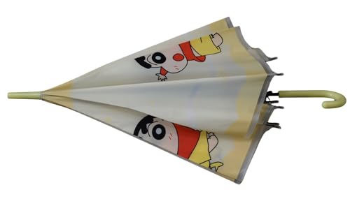 Image of Yellow Shin Chan Kids Umbrella Cartoon Print Rain Umbrella for Boys & Girls | Cute Waterproof School Umbrella for Children, Cartoon Theme Umbrellas