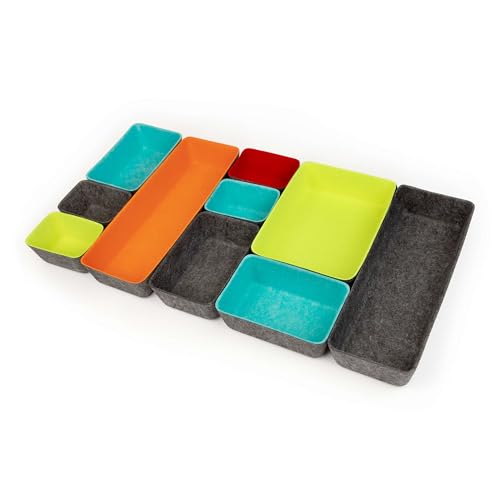 Three by Three Seattle Recycled Felt Storage Bins, Set of 10 (Multicolor)
