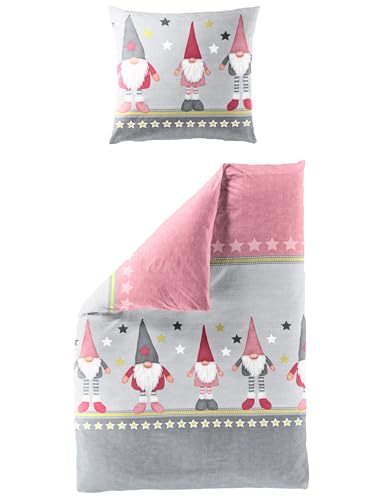 JACK by Bierbaum Biber Bettwäsche 2 TLG. 135x200cm Wichtel Sterne...