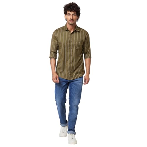 Image of Spykar Men's Regular Fit N /A Full Sleeve Striped Casual Shirts