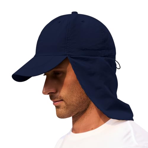 Image of American Trends Mens Sun Hat with Neck Flap, UV Protection Outdoor Flap Hat, Packable Soft Fishing Hiking Gardening Hat