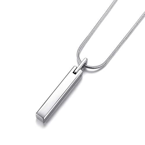 MOO&LEE Men's Tungsten Steel Bar Pendant Necklace with 22 Inches Stainless Steel Snake Chain3