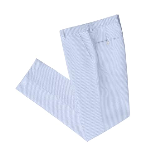 Mens Suit Seersucker Pants Lightweight Summer Seersucker Sport Coat Pant Set Fit Suits Trousers for Men Beach Outfit2
