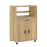 amuéblate online - Armario Auxiliar de Cocina con Ruedas Alaska, Mueble Multiusos con Cajón y Varios Compartimentos, Color Roble Miel, 60 cm (Ancho) x 85.5 cm (Alto) x 40 cm (Fondo)