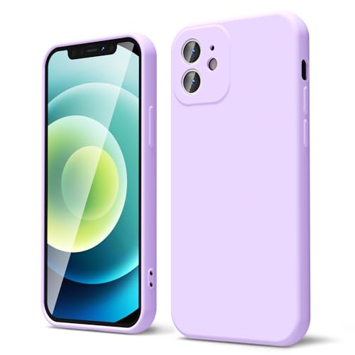 oakxco für iPhone 12 Hülle Silikon Case mit Kameraschutz, Ultra Dünn Bunt Handyhülle Mädchen, Einfarbig Handy Hülle Slim Schutzhülle, Matt TPU Weich Gummi Glatt Silikonhülle Bumper, Lila Flieder
