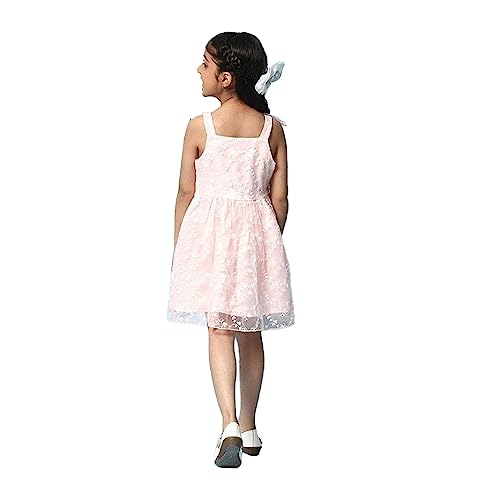 Image of BIBA Solid Rayon Round Neck Girls Dress
