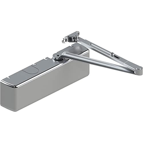 Hager 5100 Series Cast Iron Grade 1 Heavy Duty Surface Door Closer, Multi-Mount, 1-6 Adjustable Spring Size, Sprayed Aluminum Finish