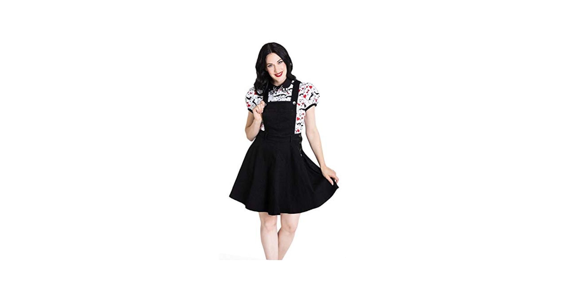 Hell Bunny Dakota Denim Pinafore Dress (X-Small, Blue) at