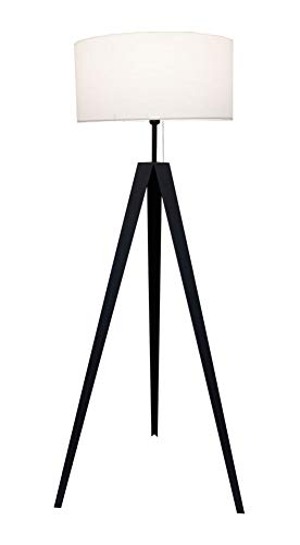 Lampadaire Kiom Kuno noir + trépied métal blanc 153cm 10841