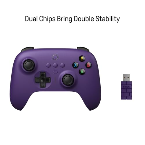 8Bitdo Ultimate 2.4G Wireless Controller with Dock & Hall Effect Joystick for PC, Android, Steam Deck & Apple (Purple)