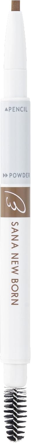 NEW BORN Perfect Eyebrow 04 Greige Brown – Lápiz de cejas con polvo y cepillo – Tono gris marrón natural – Maquillaje de cejas 3 en 1 – Fabricado en Japón
