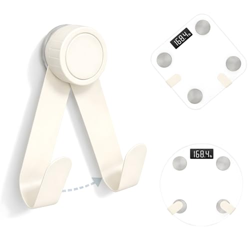 Bathroom Scale Holder Adjustable Wall Mounted Smart Scale Stand Organizer Extra-Strong SelfAdhesive Suction Cup No-Drill Space-Saving Bathroom/Bedroom Organizer-Easy to Install (White)