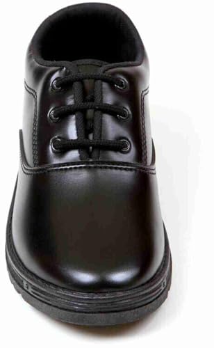 Image of School Shoes for Boys and Girls, Black Leather, Lace-up Oxford Style, Durable Sole