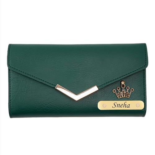 Image of WALLETKART Personalized Leather Women's Clutch with Name & Charm | Customized Clutch for Girlfriend Friend Wife Mother & Sister