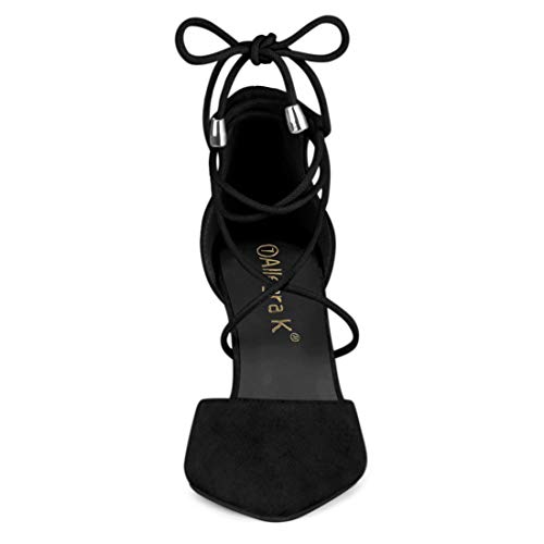 Image of Allegra K Women's Pointed Toe Chunky Heels Lace Up Sandals Pumps