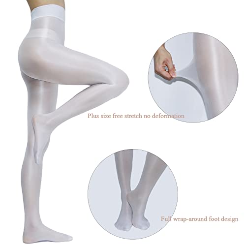 HTRUIYA Women's Shiny Pantyhose High Stretch Dance Tights High Waist Control Top Pantyhose 60D2