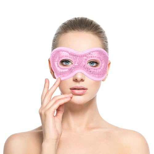 ACWOO Maschera per Occhi, Maschera Occhi Freddo Riutilizzabile, Maschera Ghiaccio Occhi a Caldo e a Freddo per Occhi Gonfi, Occhi Stanchi, Mal di Testa, Hangover, Emicrania(A-rosa)