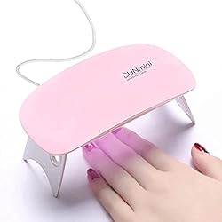 Lamparas Para Uñas Baratas BAQI Mini lámpara de uñas LED UV, secador de uñas USB portátil de 6 W, herramienta de decoración de uñas de tamaño de bolsillo con forma de ratón con luz de gel para uso en el salón de casa, rosa