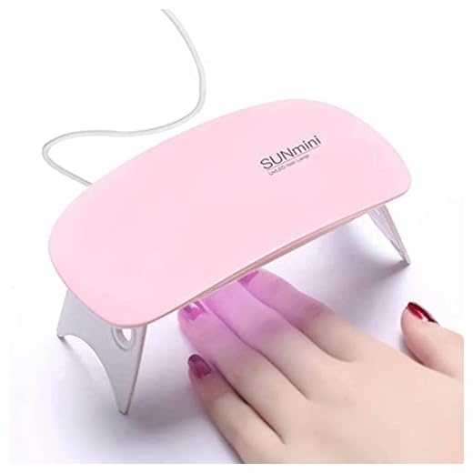 BAQI Mini lámpara de uñas LED UV, secador de uñas USB portátil de 6 W, herramienta de decoración de uñas de tamaño de bolsillo con forma de ratón con luz de gel para uso en el salón de casa, rosa