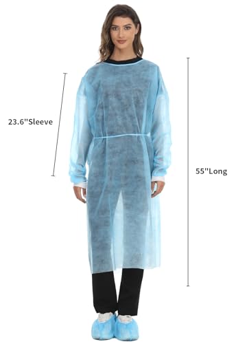 Disposable Isolation Gown Polypropylene Lab Gowns Knit Cuff Long Sleeve Pack of 15 - Image 3