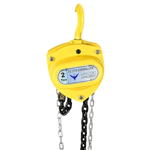 Image of HYCO Label Flymax VD Heavy Duty Type Hand Chain Pulley Block, Heavy Duty Manual Hoist, 3 Meter Lift, Yellow Steel Construction for Transport, Warehouse, Workshop, Garages (2 Ton)