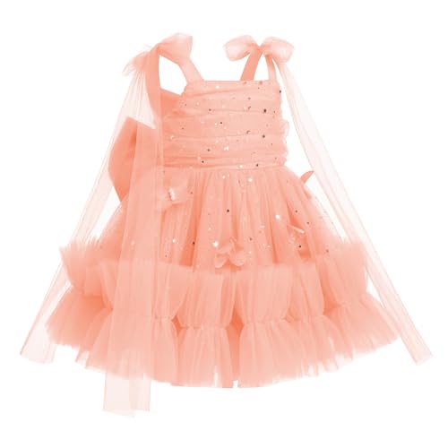 Flower Girls Birthday Party Dress Sleeveless Butterfly Sequins Glitters Wedding Pageant Ruffle Tulle Tutu Dress3