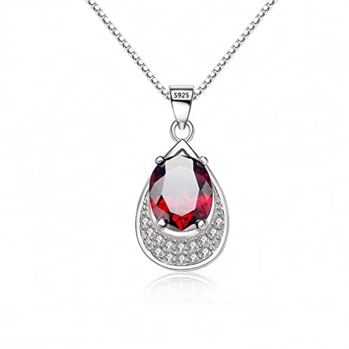 Collier grenat rouge anti-oxydation chaîne argent 925 ras du cou hypoallergénique