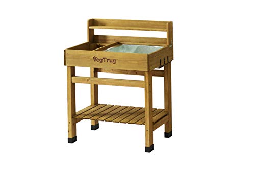 Image of VegTrug Deluxe Potting Bench, Natural | Potting station, garden work surface, seed starting, transplanting and tool storage