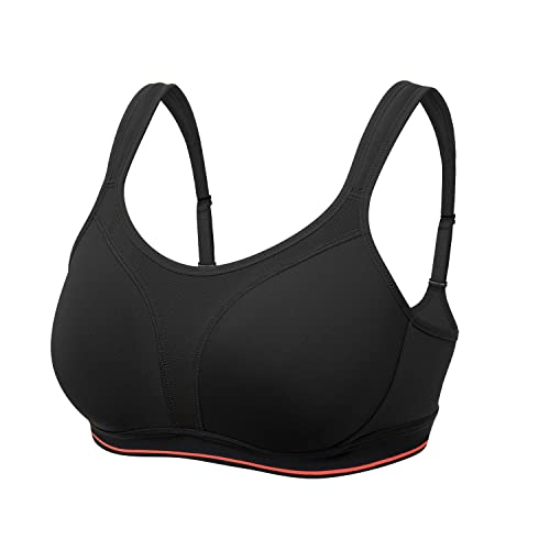 Zerobound Women's Sports Bra High Impact Plus Size Compression Wirefree Full Coverage Large Bust Non-Padded Workout Bras Pitch-Black #TOP5