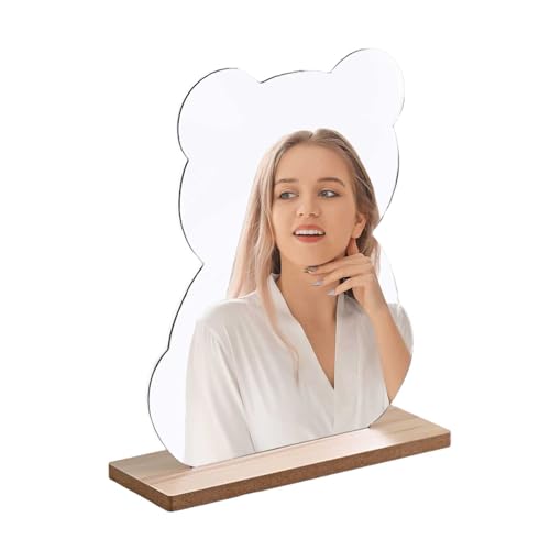 DEANKEJI Espejo de Mesa Acrílico, Espejo Estético de Tocador con Base, Espejos Irregular Irregular sin Marco, Acrílico Espejo Maquillaje para Dormitorio, Baño