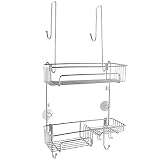 Shower Caddy over The Door, Stainless Steel Shower Caddy Organizer with Hooks for Razor, Bath Sponge